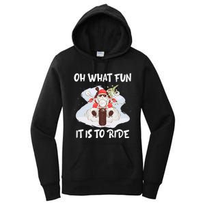 Biker Santa Motorcycle Fan Merry Christmas Xmas Holidays Women's Pullover Hoodie