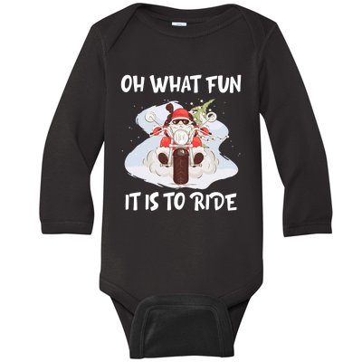 Biker Santa Motorcycle Fan Merry Christmas Xmas Holidays Baby Long Sleeve Bodysuit