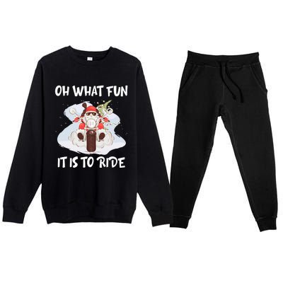 Biker Santa Motorcycle Fan Merry Christmas Xmas Holidays Premium Crewneck Sweatsuit Set