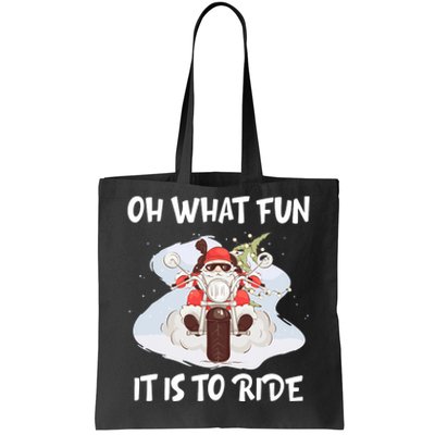 Biker Santa Motorcycle Fan Merry Christmas Xmas Holidays Tote Bag