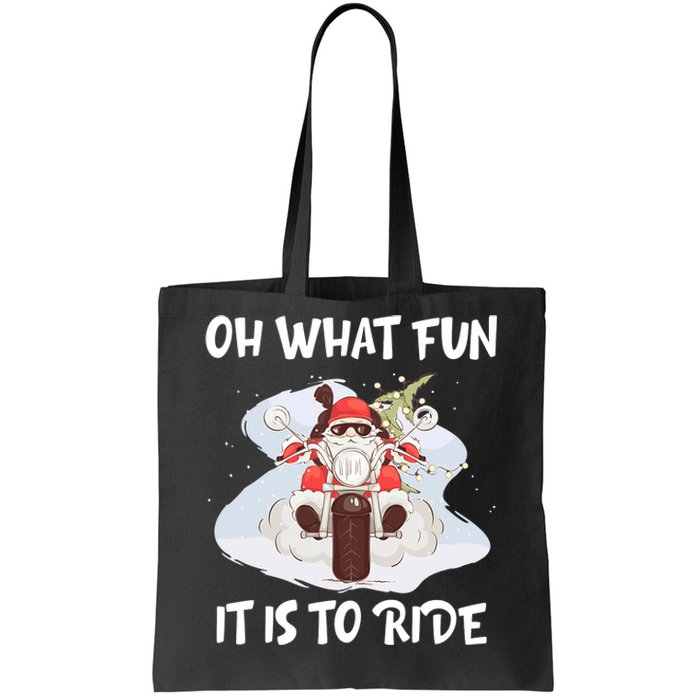 Biker Santa Motorcycle Fan Merry Christmas Xmas Holidays Tote Bag