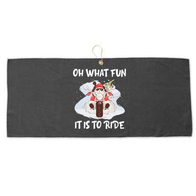 Biker Santa Motorcycle Fan Merry Christmas Xmas Holidays Large Microfiber Waffle Golf Towel