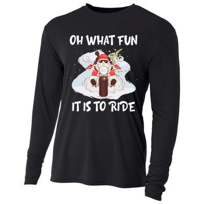 Biker Santa Motorcycle Fan Merry Christmas Xmas Holidays Cooling Performance Long Sleeve Crew