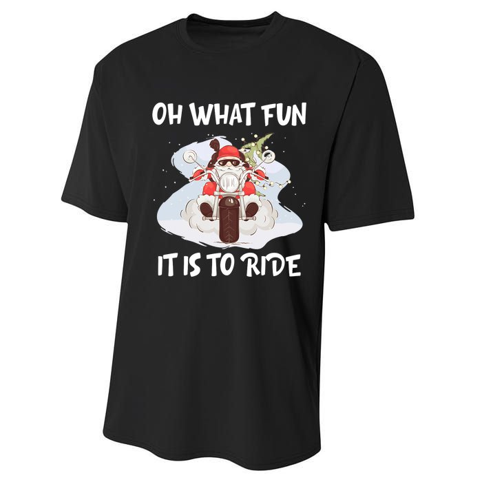 Biker Santa Motorcycle Fan Merry Christmas Xmas Holidays Performance Sprint T-Shirt