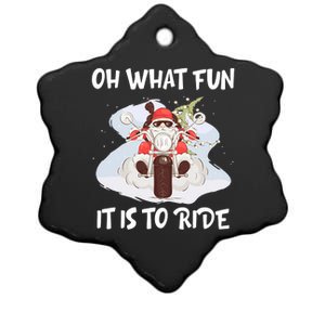 Biker Santa Motorcycle Fan Merry Christmas Xmas Holidays Ceramic Star Ornament