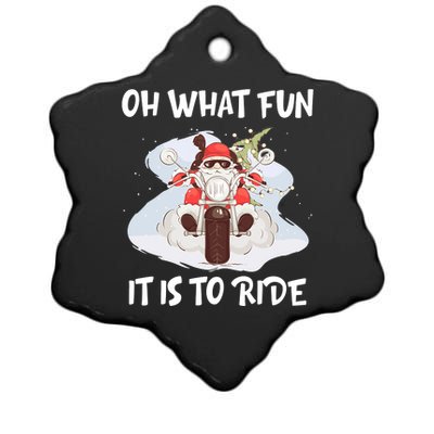 Biker Santa Motorcycle Fan Merry Christmas Xmas Holidays Ceramic Star Ornament