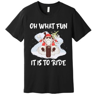 Biker Santa Motorcycle Fan Merry Christmas Xmas Holidays Premium T-Shirt