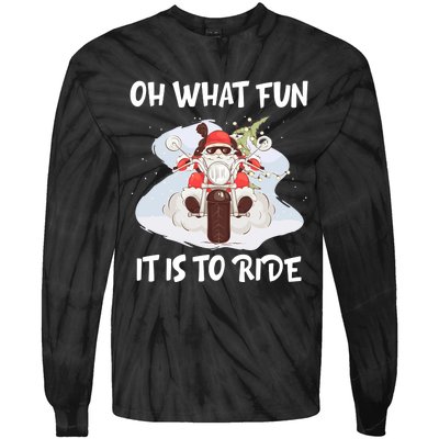 Biker Santa Motorcycle Fan Merry Christmas Xmas Holidays Tie-Dye Long Sleeve Shirt