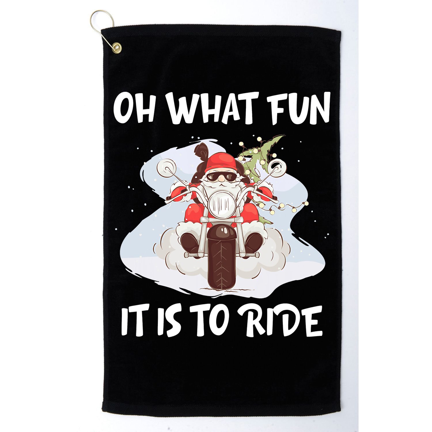 Biker Santa Motorcycle Fan Merry Christmas Xmas Holidays Golf Towel