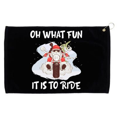 Biker Santa Motorcycle Fan Merry Christmas Xmas Holidays Grommeted Golf Towel