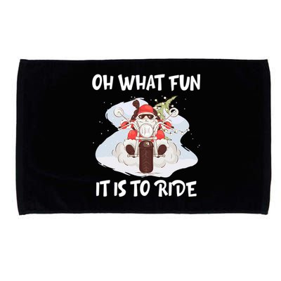 Biker Santa Motorcycle Fan Merry Christmas Xmas Holidays Microfiber Hand Towel