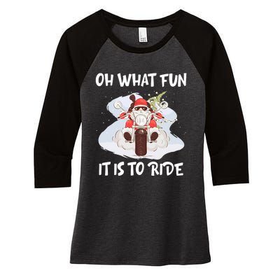 Biker Santa Motorcycle Fan Merry Christmas Xmas Holidays Women's Tri-Blend 3/4-Sleeve Raglan Shirt