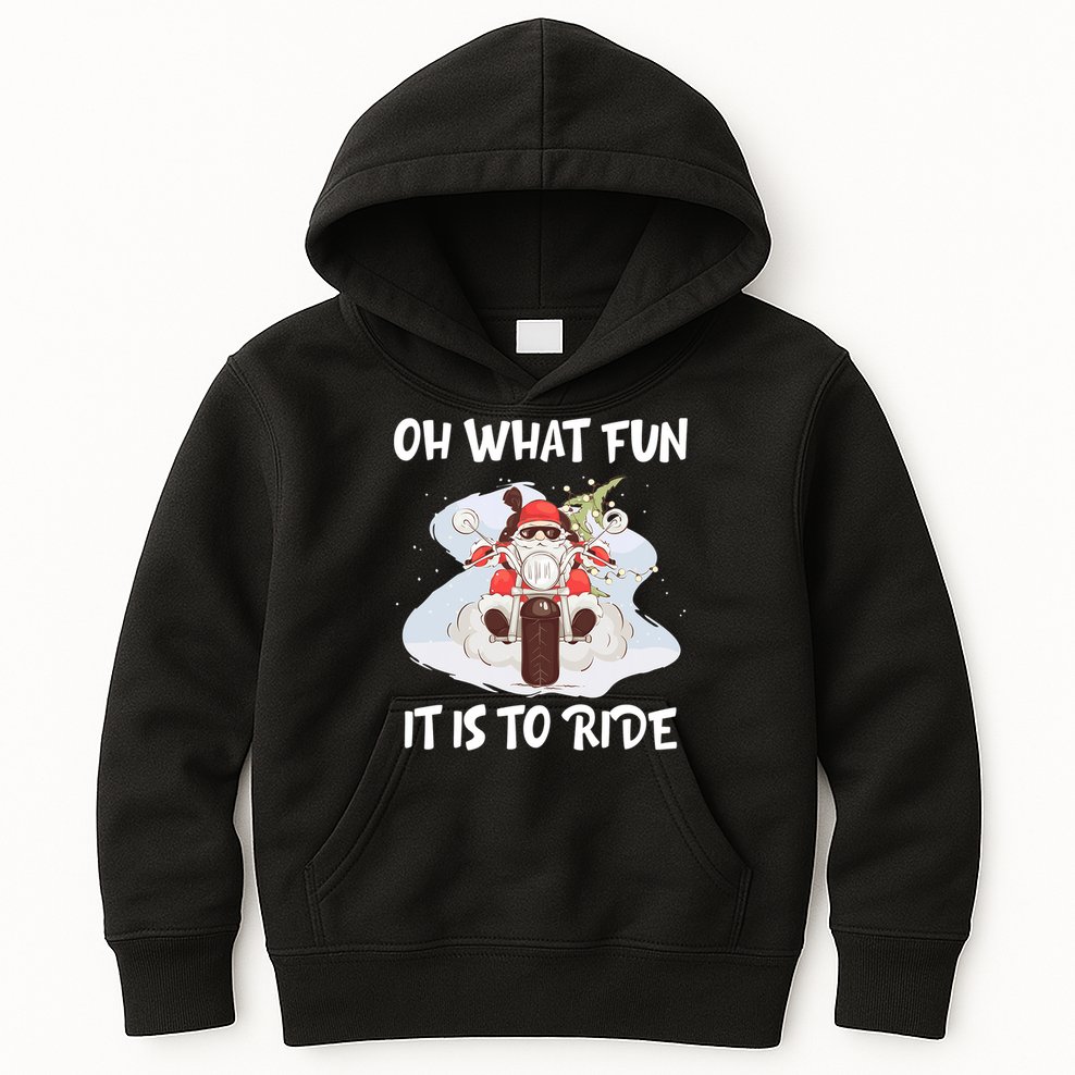 Biker Santa Motorcycle Fan Merry Christmas Xmas Holidays Kids Hoodie