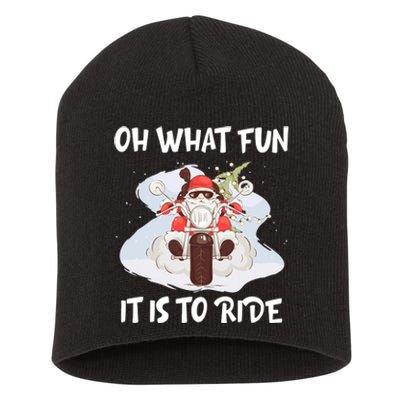 Biker Santa Motorcycle Fan Merry Christmas Xmas Holidays Short Acrylic Beanie