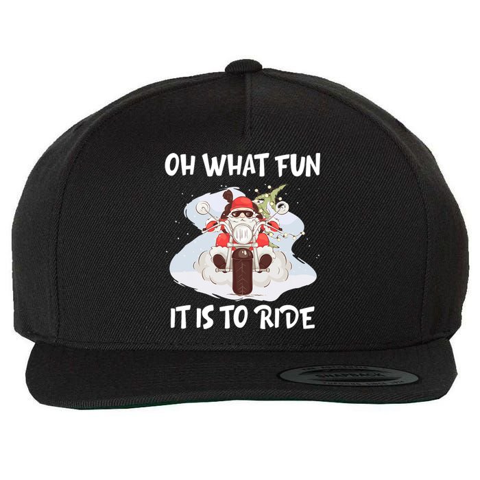 Biker Santa Motorcycle Fan Merry Christmas Xmas Holidays Wool Snapback Cap