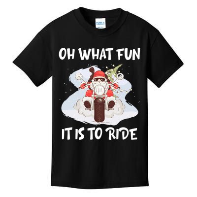 Biker Santa Motorcycle Fan Merry Christmas Xmas Holidays Kids T-Shirt