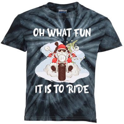 Biker Santa Motorcycle Fan Merry Christmas Xmas Holidays Kids Tie-Dye T-Shirt