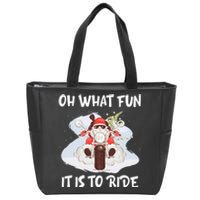 Biker Santa Motorcycle Fan Merry Christmas Xmas Holidays Zip Tote Bag