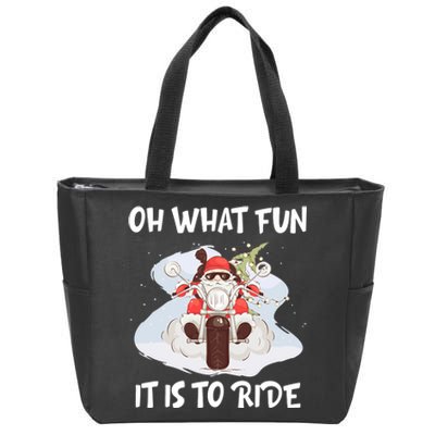 Biker Santa Motorcycle Fan Merry Christmas Xmas Holidays Zip Tote Bag