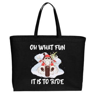 Biker Santa Motorcycle Fan Merry Christmas Xmas Holidays Cotton Canvas Jumbo Tote