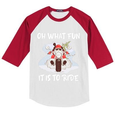 Biker Santa Motorcycle Fan Merry Christmas Xmas Holidays Kids Colorblock Raglan Jersey