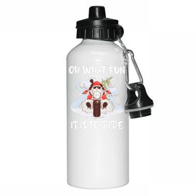 Biker Santa Motorcycle Fan Merry Christmas Xmas Holidays Aluminum Water Bottle