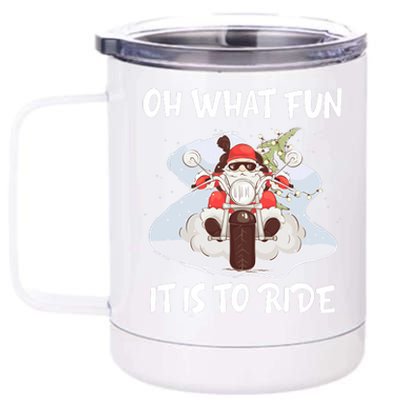 Biker Santa Motorcycle Fan Merry Christmas Xmas Holidays 12 oz Stainless Steel Tumbler Cup