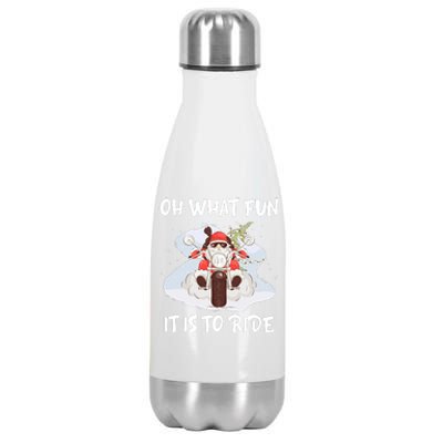 Biker Santa Motorcycle Fan Merry Christmas Xmas Holidays Stainless Steel Insulated Water Bottle