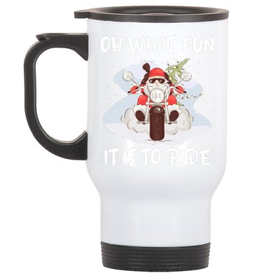 Biker Santa Motorcycle Fan Merry Christmas Xmas Holidays Stainless Steel Travel Mug