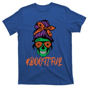 BooTiful Skull Mama Messy Bun For Halloween Messy Bun Mom Gift T-Shirt