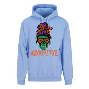 BooTiful Skull Mama Messy Bun For Halloween Messy Bun Mom Gift Unisex Surf Hoodie