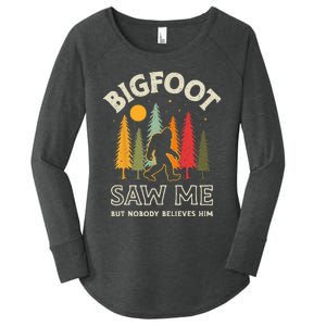 Bigfoot Saw Me But Nobody Believes Him Funny Sasquatch Retro Women's Perfect Tri Tunic Long Sleeve Shirt