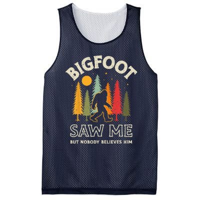 Bigfoot Saw Me But Nobody Believes Him Funny Sasquatch Retro Mesh Reversible Basketball Jersey Tank