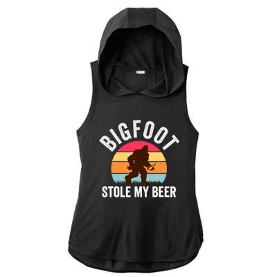 Bigfoot Stole My Beer Funny Yeti Yowi Sasquatch Drinking Ladies PosiCharge Tri-Blend Wicking Draft Hoodie Tank