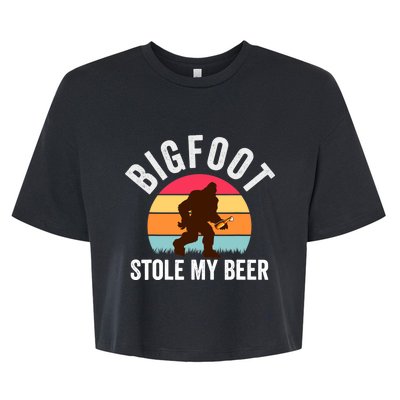 Bigfoot Stole My Beer Funny Yeti Yowi Sasquatch Drinking Bella+Canvas Jersey Crop Tee