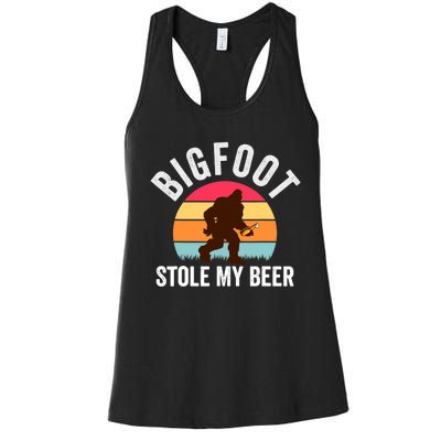 Bigfoot Stole My Beer Funny Yeti Yowi Sasquatch Drinking Women's Racerback Tank