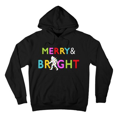 Bigfoot Sasquatch Merry And Bright Christmas Lights Gift Hoodie