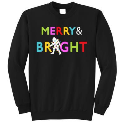 Bigfoot Sasquatch Merry And Bright Christmas Lights Gift Sweatshirt