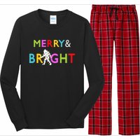 Bigfoot Sasquatch Merry And Bright Christmas Lights Gift Long Sleeve Pajama Set