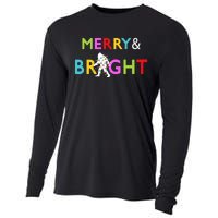 Bigfoot Sasquatch Merry And Bright Christmas Lights Gift Cooling Performance Long Sleeve Crew