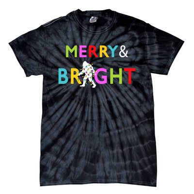 Bigfoot Sasquatch Merry And Bright Christmas Lights Gift Tie-Dye T-Shirt