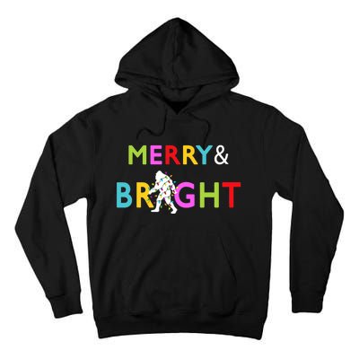 Bigfoot Sasquatch Merry And Bright Christmas Lights Gift Tall Hoodie