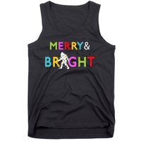 Bigfoot Sasquatch Merry And Bright Christmas Lights Gift Tank Top