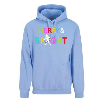 Bigfoot Sasquatch Merry And Bright Christmas Lights Gift Unisex Surf Hoodie