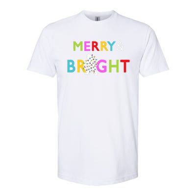 Bigfoot Sasquatch Merry And Bright Christmas Lights Gift Softstyle CVC T-Shirt