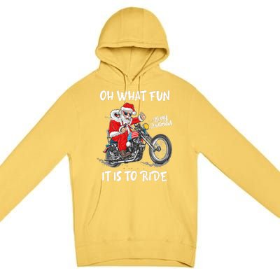 Biker Santa Motorcycle Fan Merry Christmas Xmas Holidays Premium Pullover Hoodie