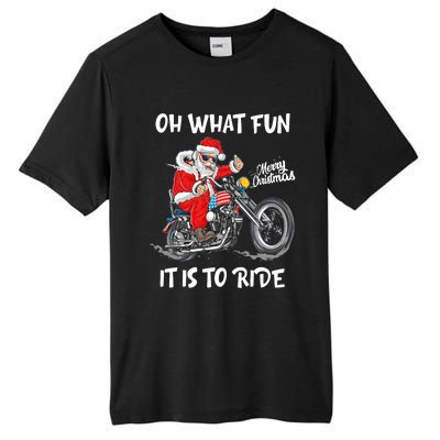 Biker Santa Motorcycle Fan Merry Christmas Xmas Holidays Tall Fusion ChromaSoft Performance T-Shirt