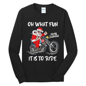 Biker Santa Motorcycle Fan Merry Christmas Xmas Holidays Tall Long Sleeve T-Shirt