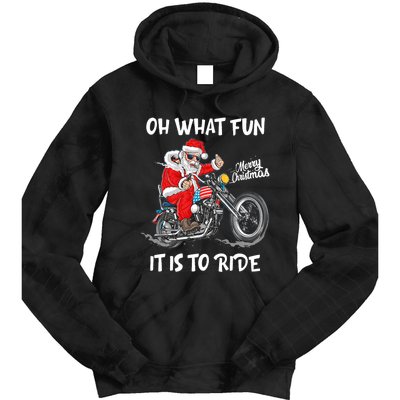 Biker Santa Motorcycle Fan Merry Christmas Xmas Holidays Tie Dye Hoodie