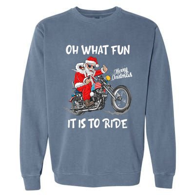 Biker Santa Motorcycle Fan Merry Christmas Xmas Holidays Garment-Dyed Sweatshirt